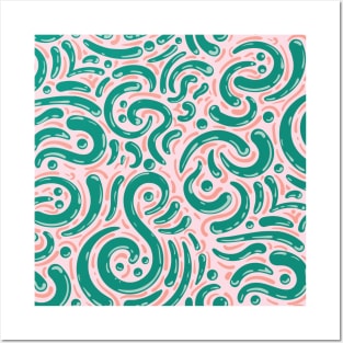 Modern Vibrant Abstract Paisley Posters and Art